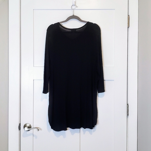 J.Jill Dress Size XL Mini Popover Black Rayon Tencel Breatheable Semi-Sheer - Picture 9 of 13